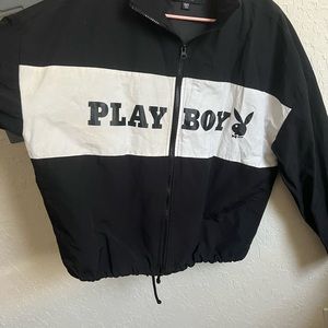 Playboy windbreaker black and white oversized